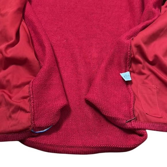 Quacker Factory embroidered  knit cardigan,red button front,hearts,sequins,felt - Picture 10 of 11